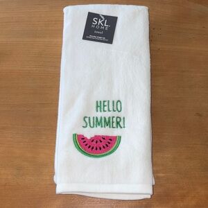 SKL Home White bathroom hand Towel embroidered Watermelon Hello Summer Cotton